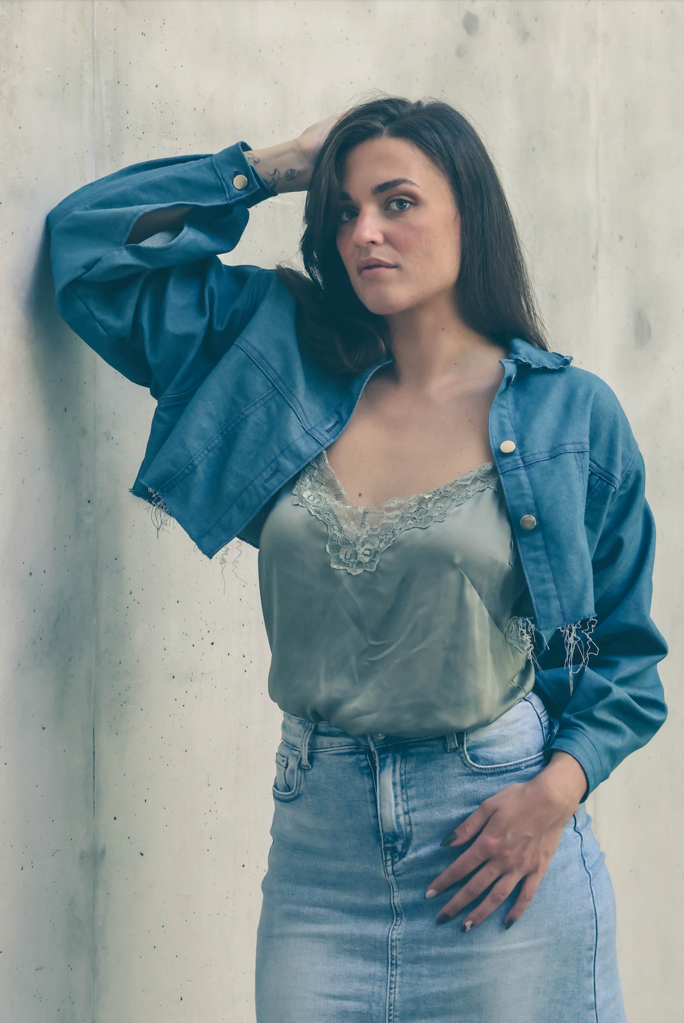 Veste crop classical jean
