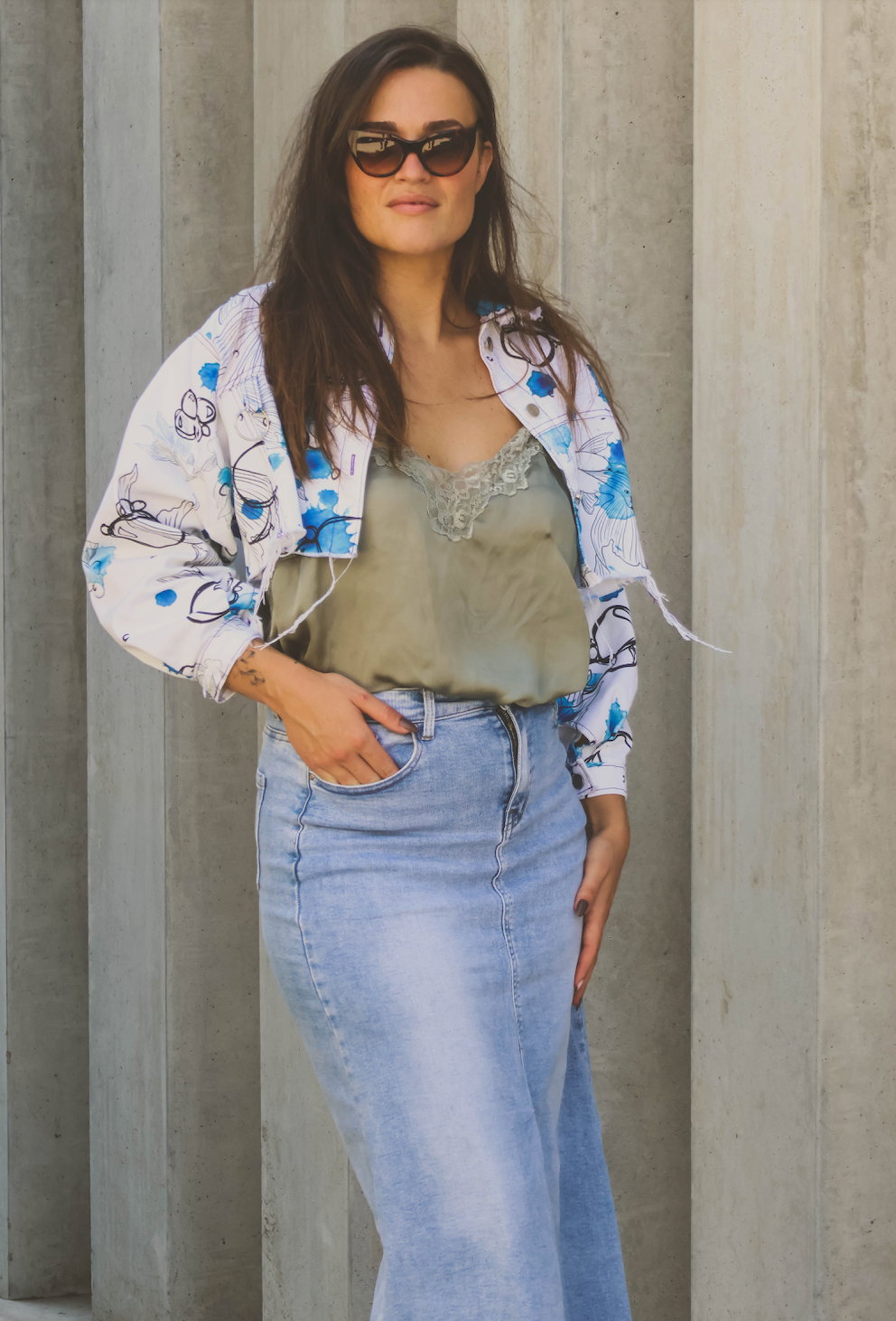 Veste crop top Drop fishes