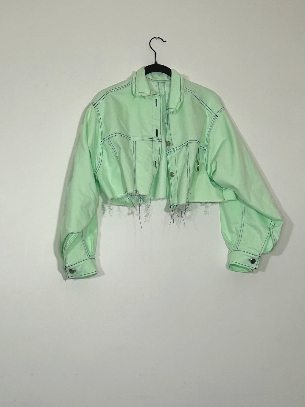 Veste crop green jean