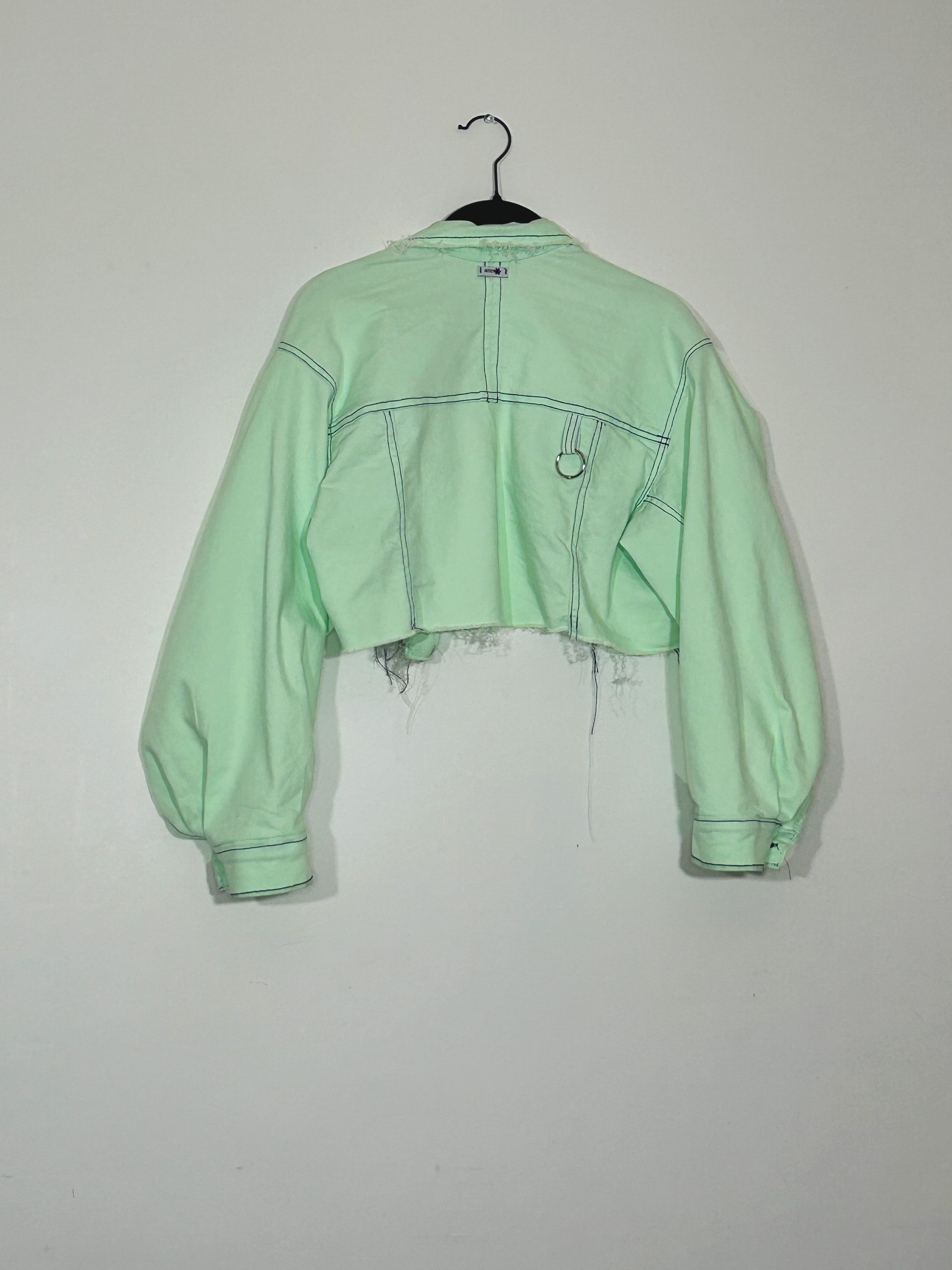 Veste crop green jean